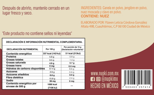 Imagen 6 de 10 de Pumpkin Spice 500g + Harina Almendra 400g + Harina Coco400g