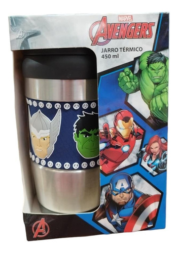 Jarra Jarro Taza Térmica Avengers Marvel En Goma Eva 450 Ml