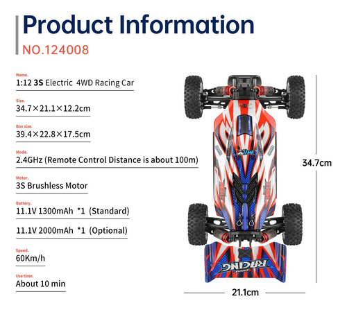 Automodelo Wltoys 124008 Brushless 3s