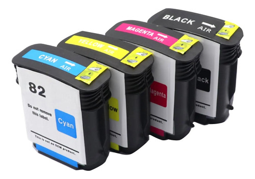 4 Tintas Compatibles Con Hp 82, Designjet 500 800 815mfp