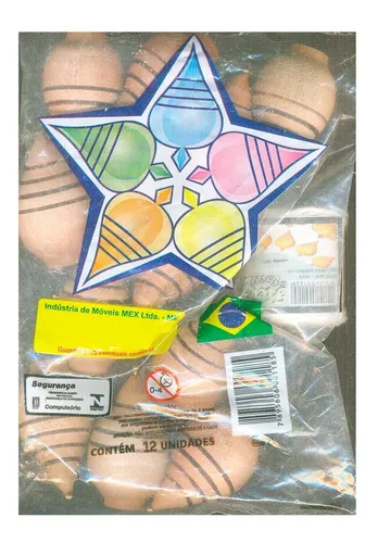 Kit com 4 Piões em Madeira colorido brinquedo educativo clássic