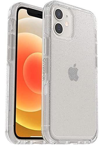 Funda Para iPhone 12 Mini Transparente Con Glitter Plateado