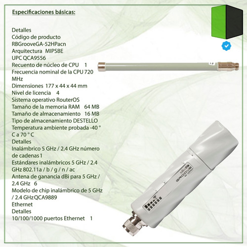 Router Mikrotik Groovea 52 Ac Ga-52hpacn Giga Dual Band 6dbi