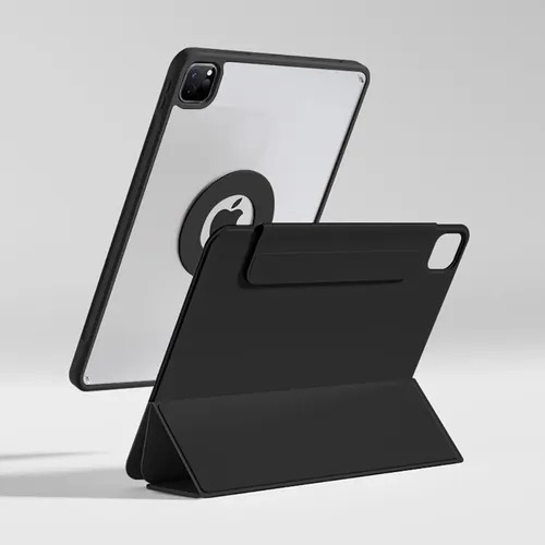 Mr. Gadgets Funda Case Transparente Smart Folio 2 En 1 Magnetico, Antifouling, Compatible Con iPad Pro M4 11 Pulgadas, Porta Lapices, Soporte Plegable, Color Negro