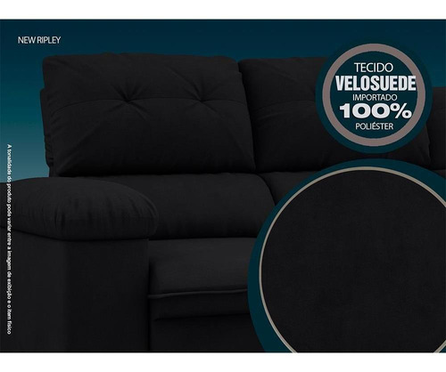 Imagem 5 de 11 de Sofá New Ripley Retrátil E Reclinável Velosuede Preto