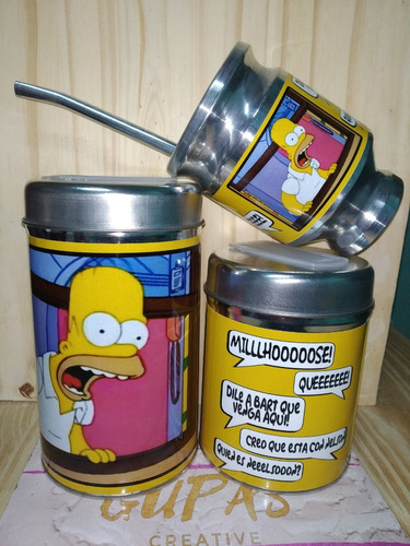 Set Matero Homero Los Simpsons Personalizado Aluminio Gupás