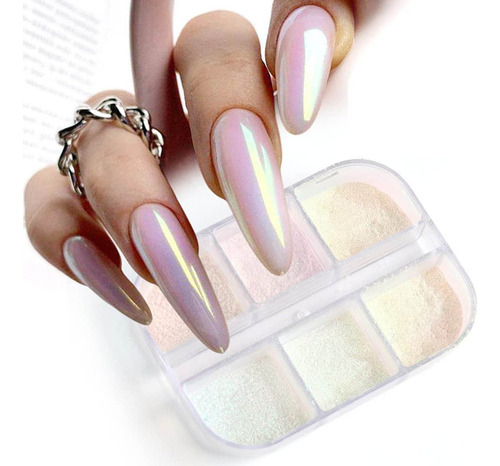 Polvo De Uñas Cromado Pearl Shell Holographic Nail Glitter M