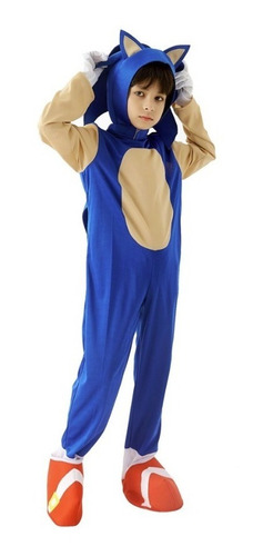 Imagem 4 de 7 de Fantasia Infantil Sonic Playstation Xbox Macacão Luvas Touca