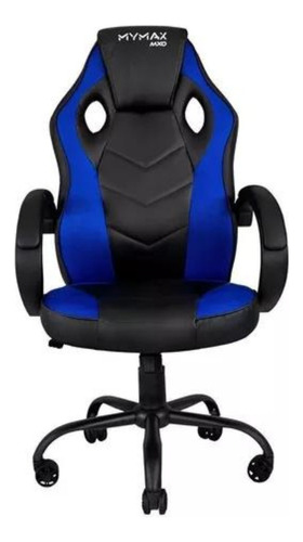 Cadeira de escritório Mymax MX0 gamer ergonômica  preto e azul com estofado em tecido sintético