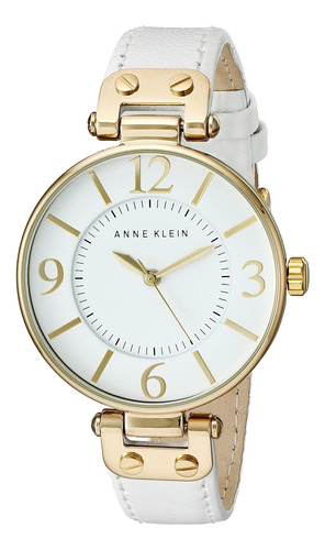 Reloj Con Correa De Cuero Blanco Y Dorado 109168wtwt De Anne