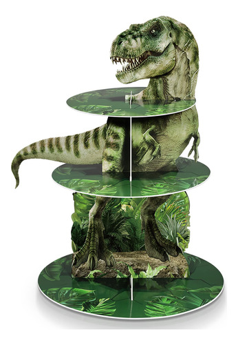 Soporte Para Cupcakes De Dinosaurio De 3 Niveles, Decoracion