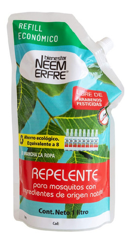1 Litro Repelente Natural Mosquitos - Bienestar Neem Erfre