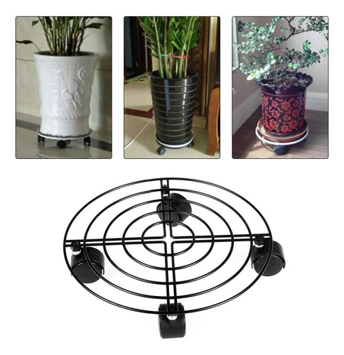 Macetero De Metal Negro Con Soporte Para Maceta De 27 Cm Con