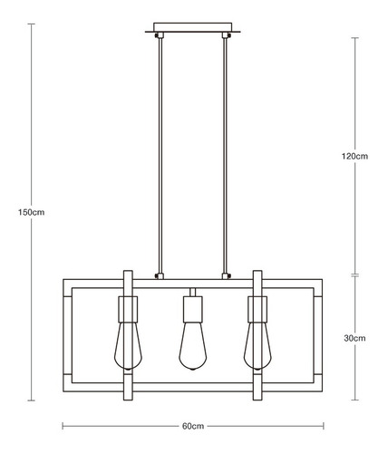 Lámpara Colgante Isla Cocina Rectangular Cromo 40w 3 Luces Color Níquel Satinado y Transparente