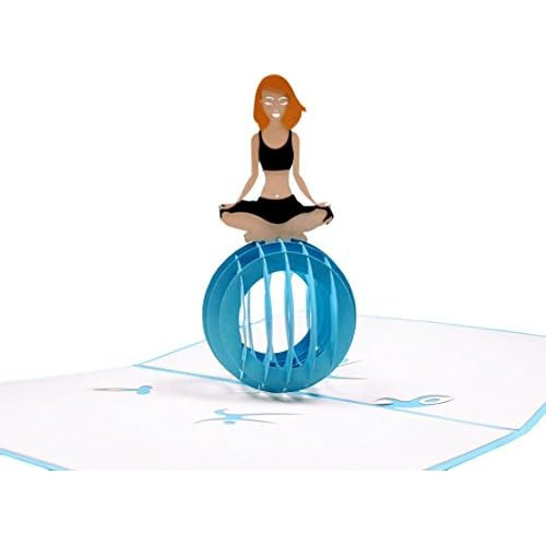 Cute Yoga Lady 3d Pop Up Tarjeta De Felicitación - Fit...