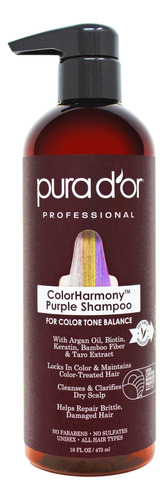 Pura D'or Colorharmony Champu Morado (16 Onzas) Para Cabello