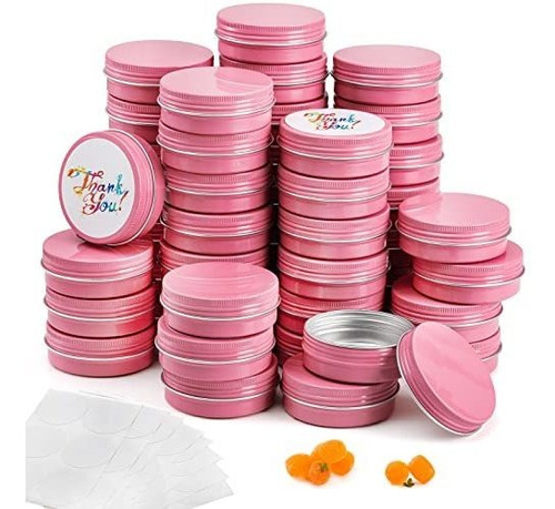 Latas Redondas 2 Oz Con Tapa, Etiquetas Blancas - Envase De