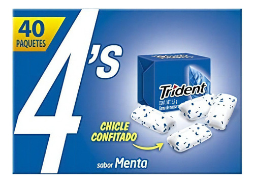 Chicle Trident 4 S Menta 40 Piezas