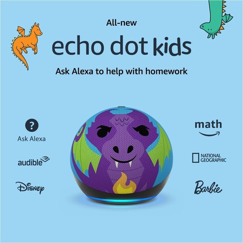 Imagen 2 de 2 de Amazon Echo Dot Kids 5ta Generación Con Alexa En Español