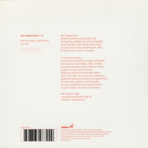 Cd Don't Leave Home (dido) Estándar