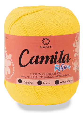 Linha Camila Fashion Coats 500m 150g Tex 300 - 100% Algodão Cor 00298 - Amarelo