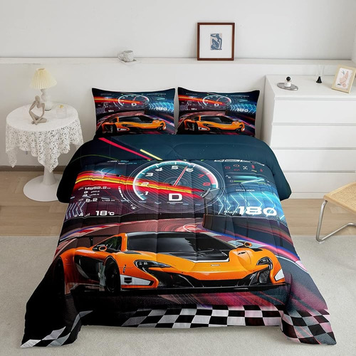 Feelyou Race Car Bedding Set Boys Extreme Sports Comforter S