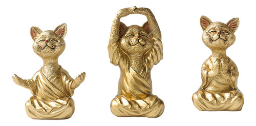 3 Piezas De Figuritas De Gatos De Yoga, Adornos De Gatos,