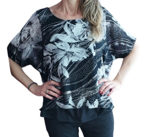 Blusa Fiesta Mujer Estampada Gasa