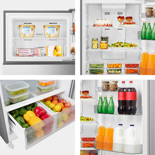 Hisense RT19N6ACX-Refrigerador Top mount,19 pies cúbicos,Control digital táctil,Total No Frost,Puerta reversible,75x79x169cm(AnchoxLargoxAlto),Gris