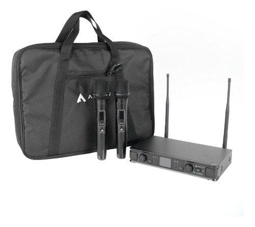 Kit Microfone Sem Fio De Mão Duplo Armer Ax802m Com Bag