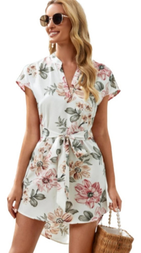 Vestido Corto Fresco Flores Floral Casual Moderno Juvenil