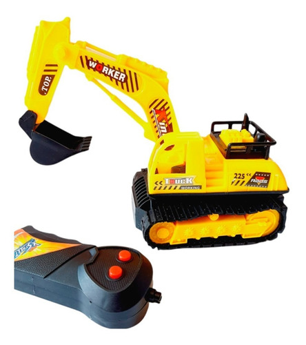 Excavadora Electrica Control Control Carro Control + Pilas Color Amarillo