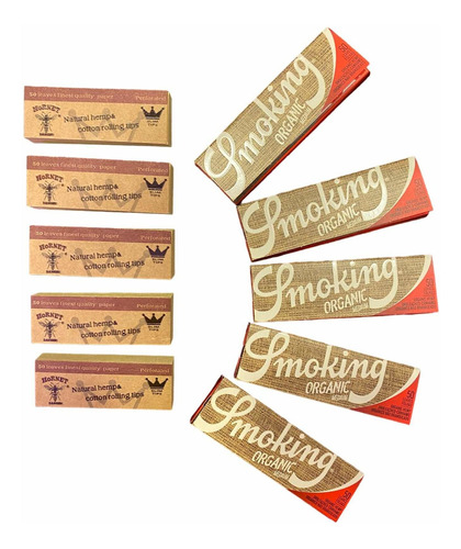 Pack De 5 Papelillos Smoking Org. + 5 Boquillas Hornet Org.