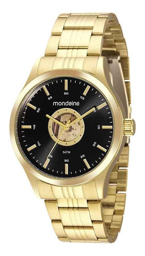Relógio Mondaine Masculino 99633gpmvde2 Dourado Fundo Preto