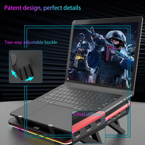 Cooler Laptop Iets Gt500 Turboventilador 5000 Rpm Rgb