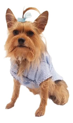 Bata Baño  P/perro L Bubble Coat Azul Algodón Pet Pals