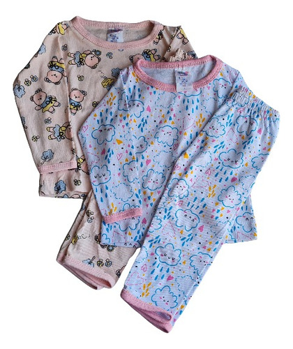Pijama 1 A 4 Anos Suedine Estampado Kit C/ 2 Pçs Fem Ou Masc