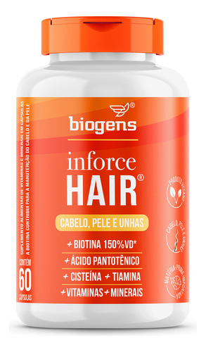 Inforce Hair, Auxilia Cabelo, Pele E Unhas, 60 Caps, Biogens