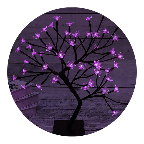 Imagen 1 de 7 de Arbol De Navidad Led Luminoso Bonsai Violeta Flor Cerezo