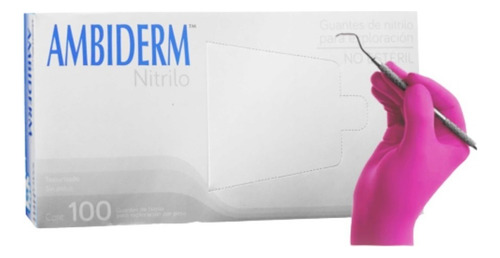 Guantes De Nitrilo Rosa Claro Ambiderm Extra Chica