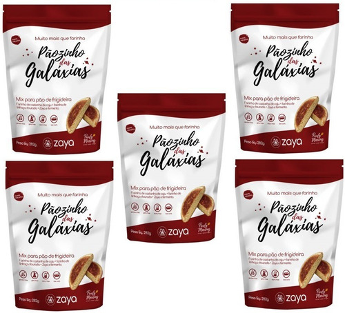 Kit 5 Pãozinho Das Galáxias S/ Glúten Zaya Mix Para Pão 282g