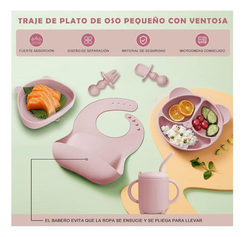 Set 10pcs Alimentación Silicona Dividida Con Ventosa Bebés