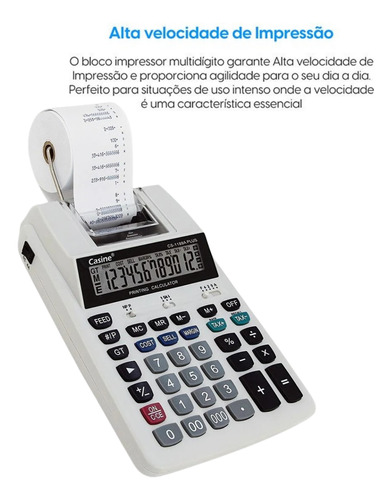 Calculadora De Mesa Com Bobina 12 Digitos Impressão Bivolt