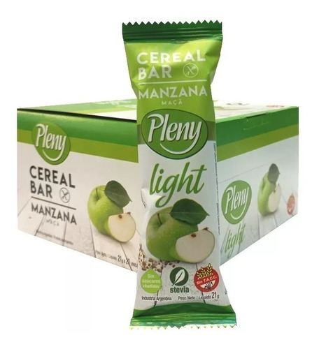 Barra De Cereal Pleny Manzana Stevia Light 21gr X20 Sin Tacc