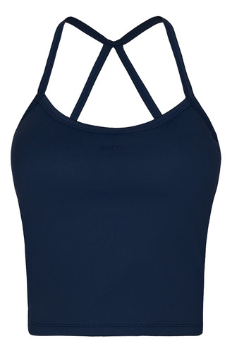 Top Deportivo Mujer Espalda Cruzada Crop Azul