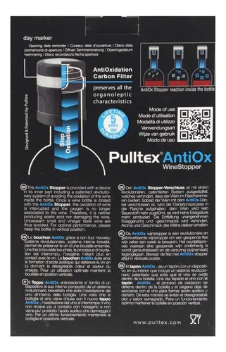 Tapón Para Conservar Vino Con Filtro De Carbón Pulltex Antio