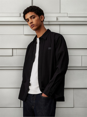 Camisa Con Etiqueta Tejida Negro Calvin Klein