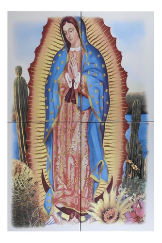 Virgen De Guadalupe Mural De Azulejos 40x60cm Cactus