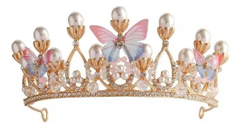 Diadema De Perlas De Cristal Diadema Mariposa Para Niño Prec