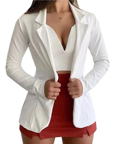 Chaqueta Tipo Blazer De Manga Larga For Mujer, Traje, Abrig